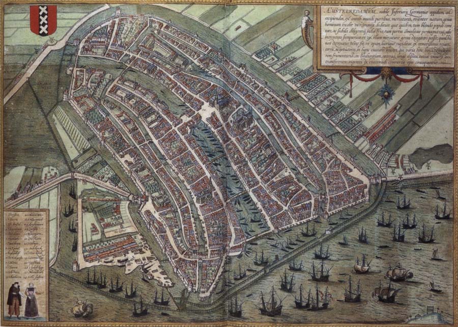 Map of Amsterdam from Civitates Orbis Terrarum by Georg Brau and Frans Hogenburg